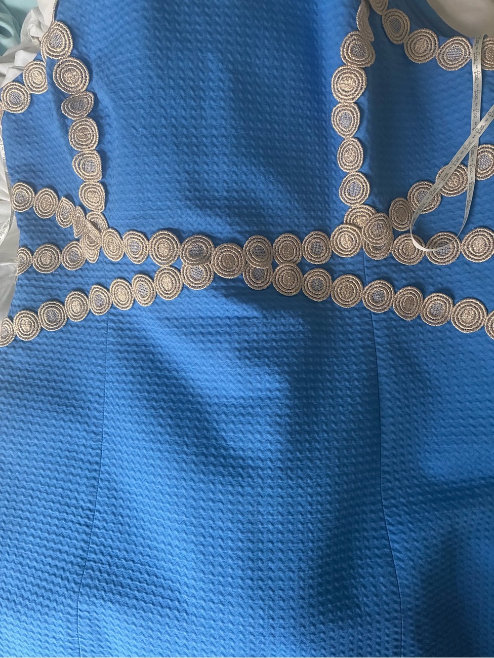 Lilly Pulitzer Bright Blue Halter Dress with Cream Scroll Trim NWOT - Picture 4 of 4